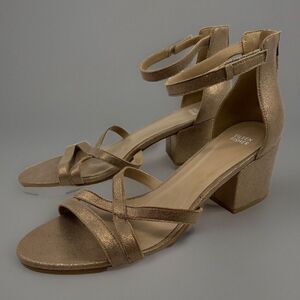 NEW Eileen Fisher Noni Sandals Women 13 Metallic Gold‎ Block Heel Ankle Strap